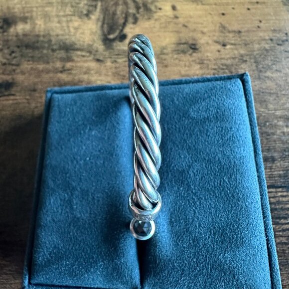 David Yurman Cable Cuff Bracelet w/ Sterling Silver & Black Diamonds - Medium - Picture 10 of 16